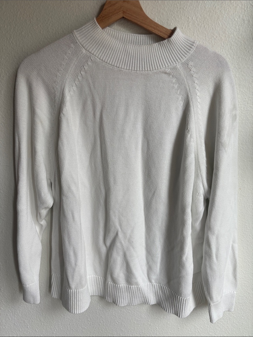 QUINCE Womens Crewneck Organic  Cotton Crew Sweater White Minimalist Large